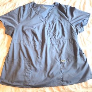 Grey's Anatomy 3 Pocket Mock Wrap Scrub Top Ceil